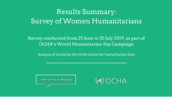 Results Summary:  Survey of Women Humanitarians  Survey conducted from 25 June to 25 July 2019, as