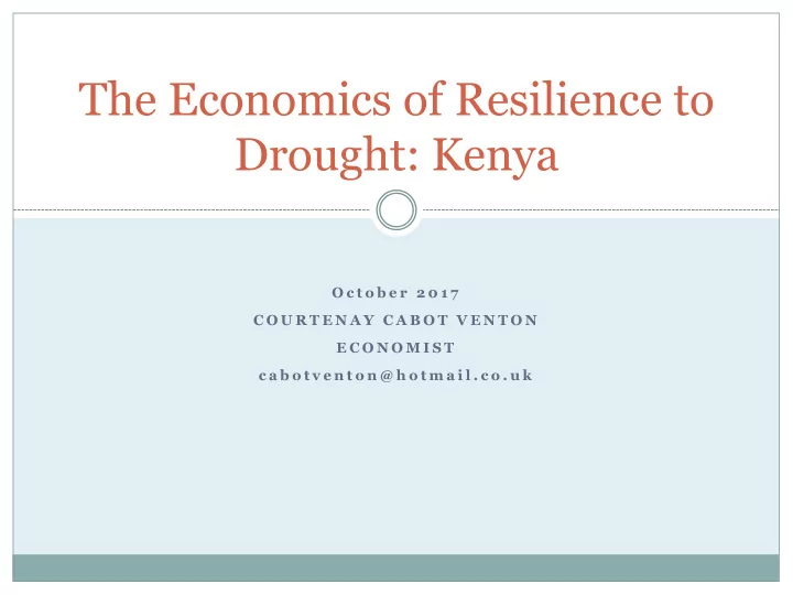 the economics of resilience to drought kenya