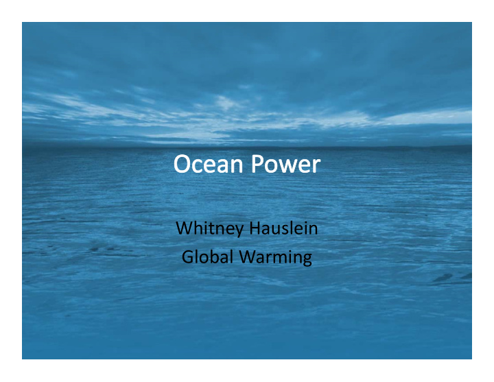 whitney hauslein global warming global warming the ocean