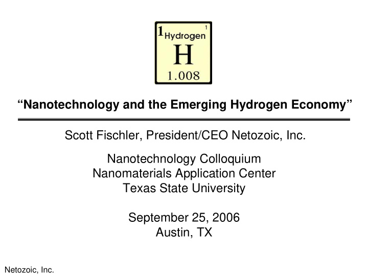 nanotechnology and the emerging hydrogen economy scott