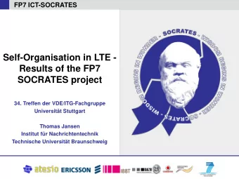 Self-Organisation in LTE -  Results of the FP7  SOCRATES project  34. Treffen der