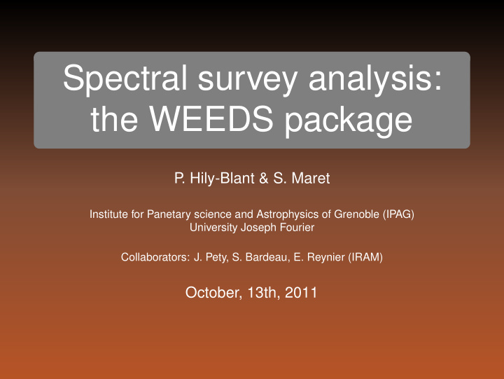 spectral survey analysis the weeds package