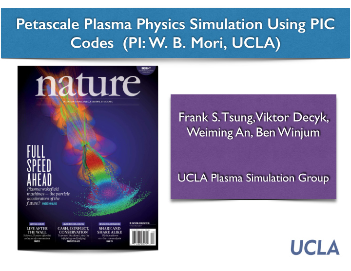 petascale plasma physics simulation using pic