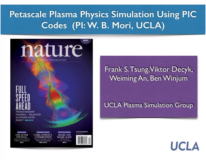 petascale plasma physics simulation using pic