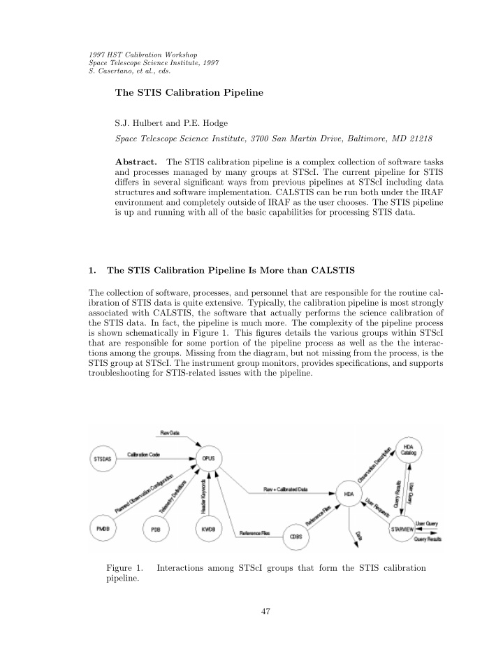 the stis calibration pipeline