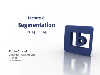 Segmentation  2014-11-14  Robin Strand  Centre for Image Analysis  Dept. of IT  Uppsala University