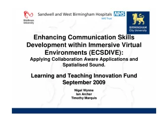 Enhancing Communication Skills  Development within Immersive Virtual  Environments (ECSDIVE):
