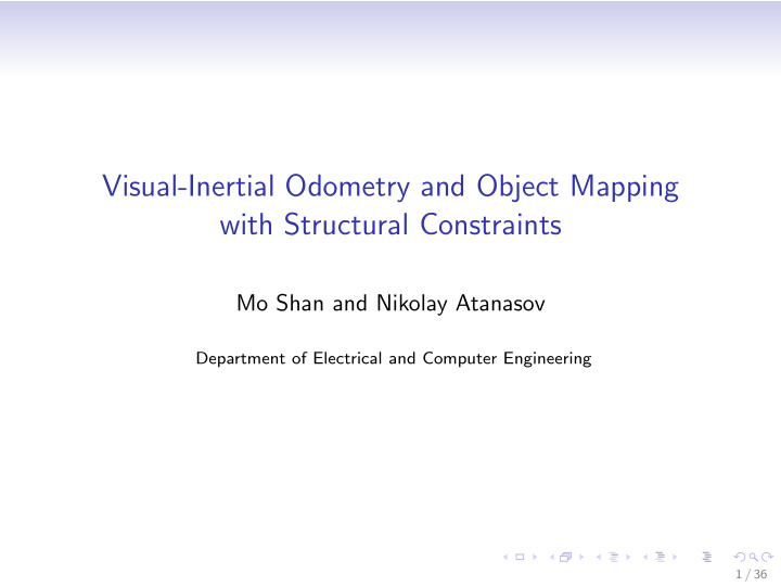 visual inertial odometry and object mapping with