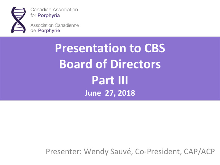 presentation to cbs board of directors part iii