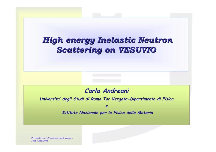 high energy inelastic neutron high energy inelastic