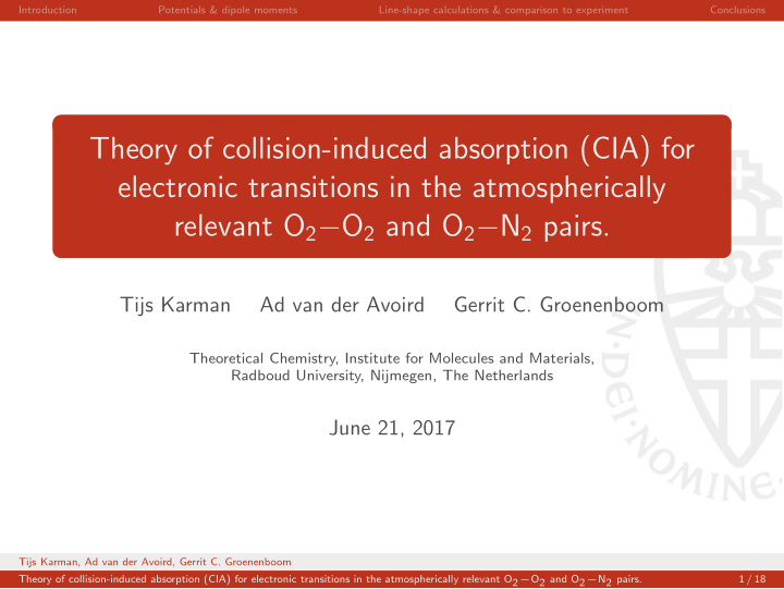 theory of collision induced absorption cia for electronic