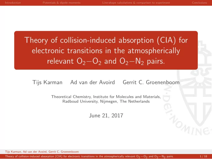theory of collision induced absorption cia for electronic