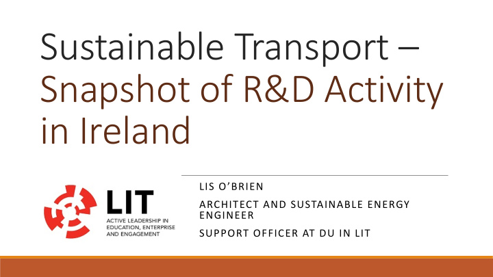 sustainable transport snapshot of r d activity in ireland