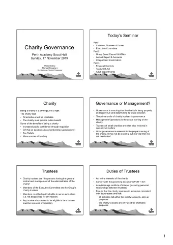 Charity Governance   Charities, Trustees &amp; Duties  Charity Governance   Executive