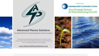 Advanced Plasma Solutions  An Applied Research and Development Services Company  Transforming