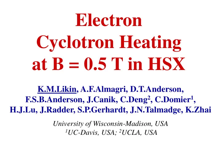 cyclotron heating at b 0 5 t in hsx