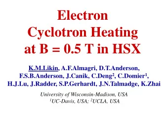 Cyclotron Heating  at B = 0.5 T in HSX  K.M.Likin, A.F.Almagri, D.T.Anderson, F.S.B.Anderson,