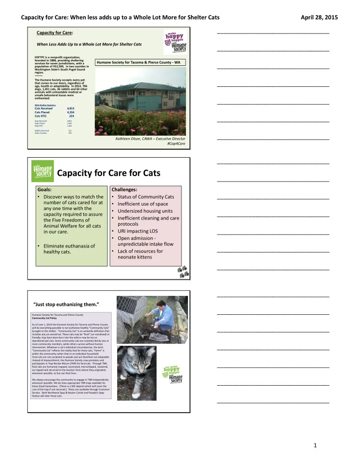 capacity for care for cats