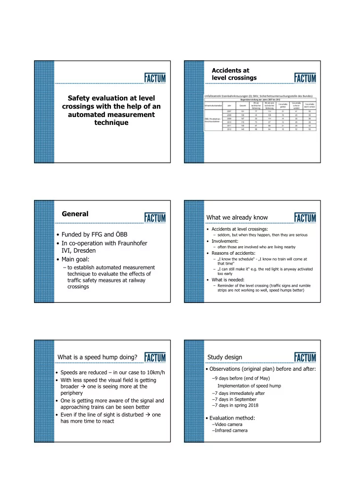 safety evaluation at level crossings with the help of an