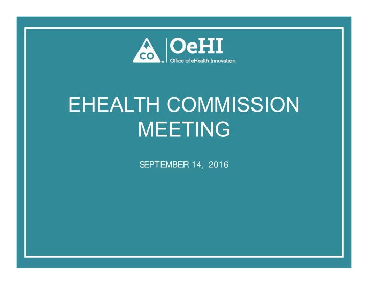 ehealth commission meeting