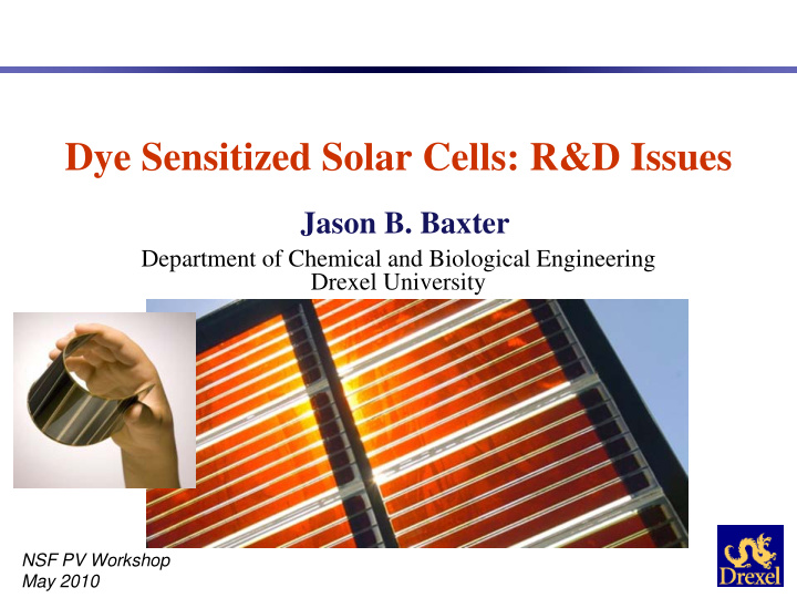 dye sensitized solar cells r d issues