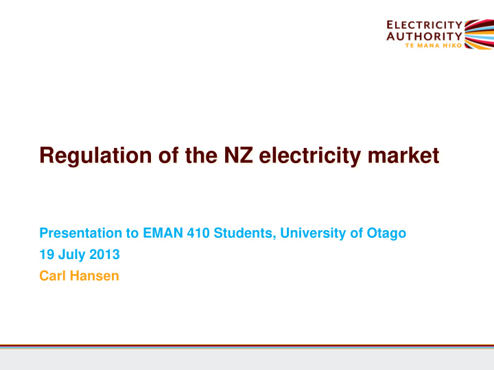 regulation of the nz electricity market