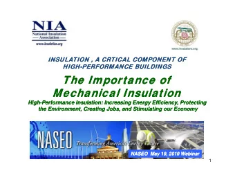 The Importance of  The Importance of  The Importance of  The Importance of  Mechanical Insulation