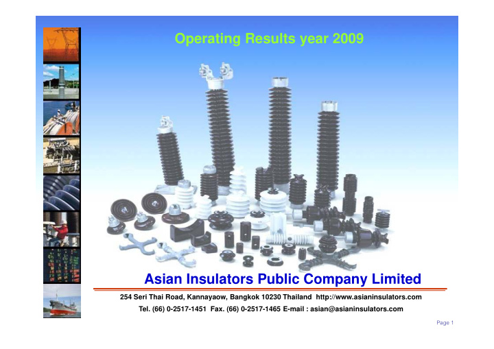 operating results year 2009 asian insulators public