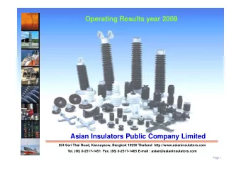 Operating Results year 2009  Asian Insulators Public Company Limited  254 Seri Thai Road,