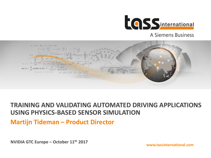 training and validating automated driving applications