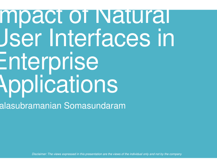 impact of n natural user interfa rfaces in enterprise