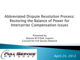 April 20, 2012  Introduction of FSN and Smaller Carriers  Traditional Balance of Power