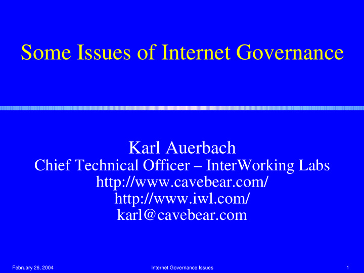 some issues of internet governance