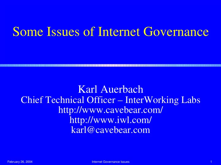 some issues of internet governance