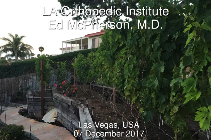 la orthopedic institute ed mcpherson m d