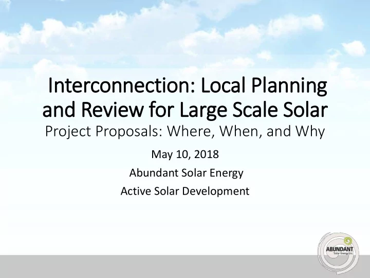 interconnection local l pla lanning and revie iew for