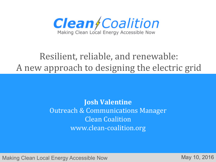 resilient reliable and renewable a new approach to