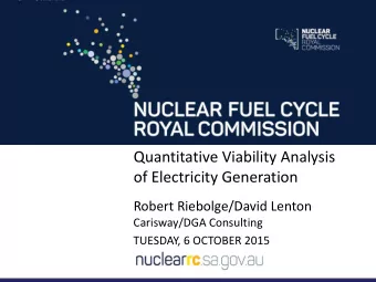 Quantitative Viability Analysis  of Electricity Generation  Robert Riebolge/David Lenton