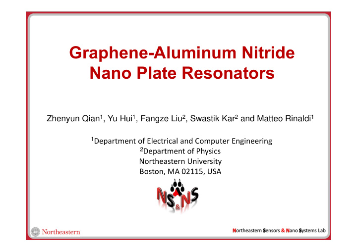 graphene aluminum nitride nano plate resonators
