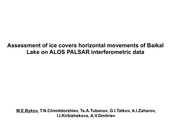 assessment of ice covers horizontal movements of baikal