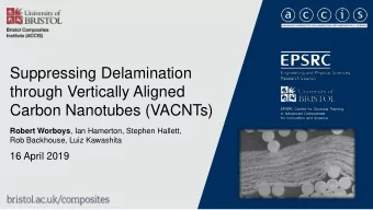 Suppressing Delamination  through Vertically Aligned  Carbon Nanotubes (VACNTs) Robert Worboys ,