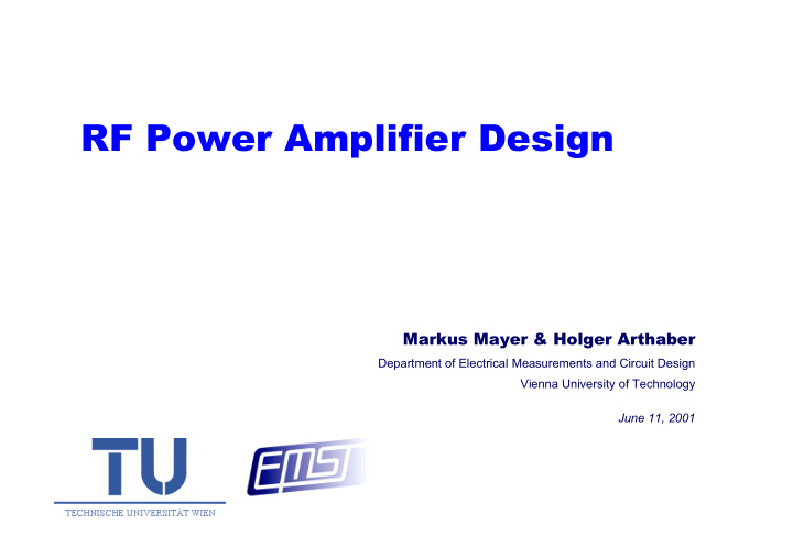 rf power amplifier design