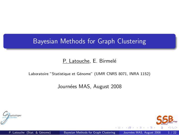 bayesian methods for graph clustering