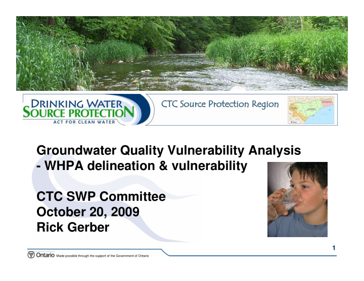 groundwater quality vulnerability analysis whpa