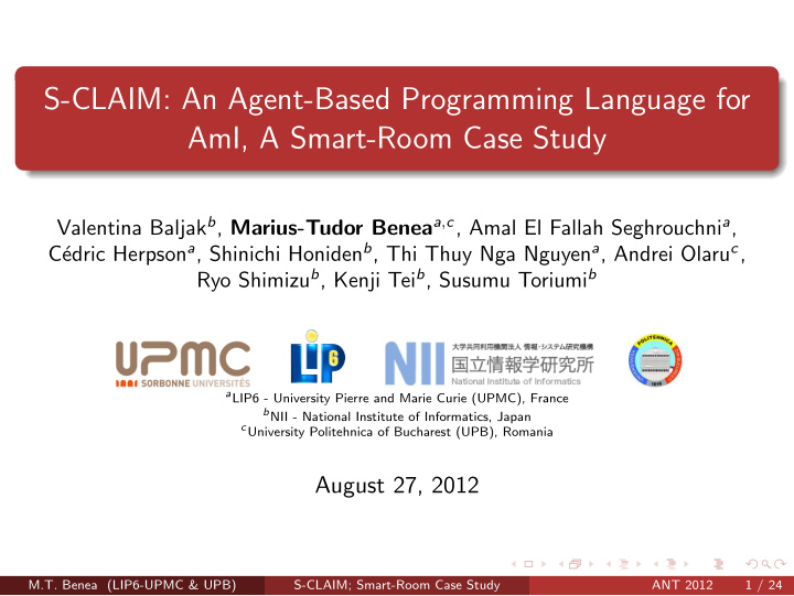 s claim an agent based programming language for ami a