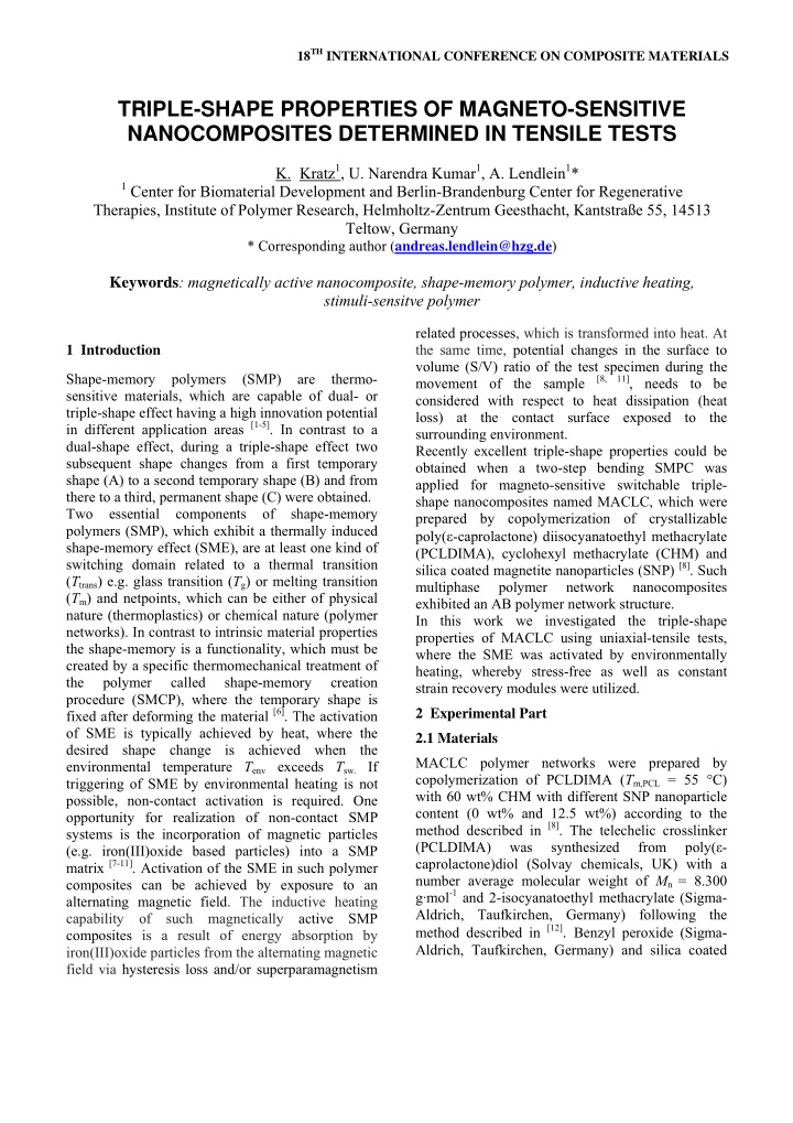 triple shape properties of magneto sensitive