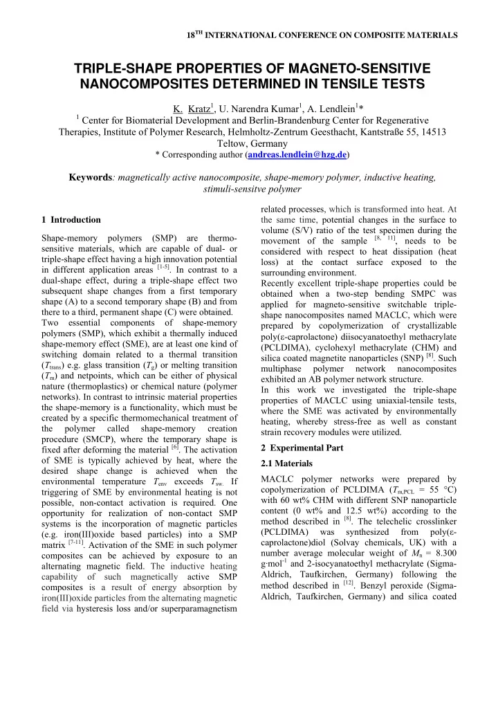 triple shape properties of magneto sensitive