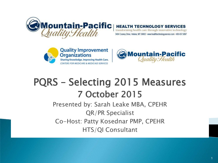 pqr qrs s selecting ecting 2015 5 meas asure res