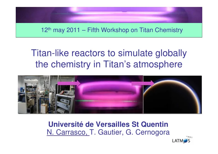 titan like reactors to simulate globally the chemistry in