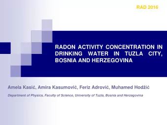 Department of Physics, Faculty of Science, University of Tuzla, Bosnia and Herzegovina RAD 2016